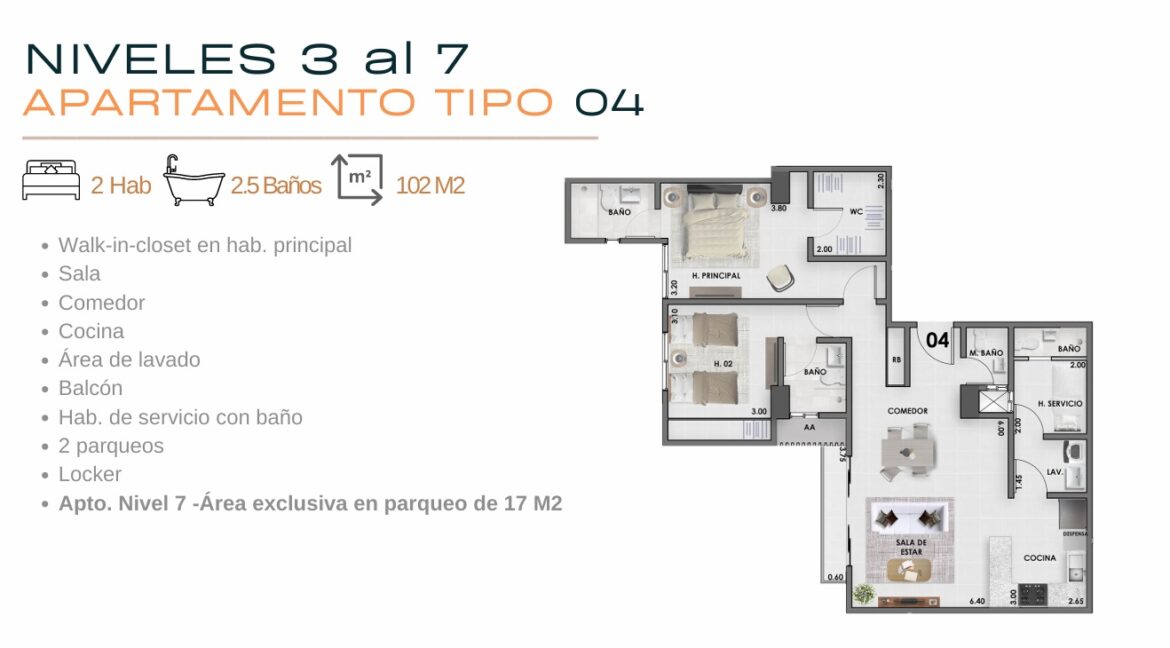 10. nivel 3 -7 - apartamentos tipo 04 . disp