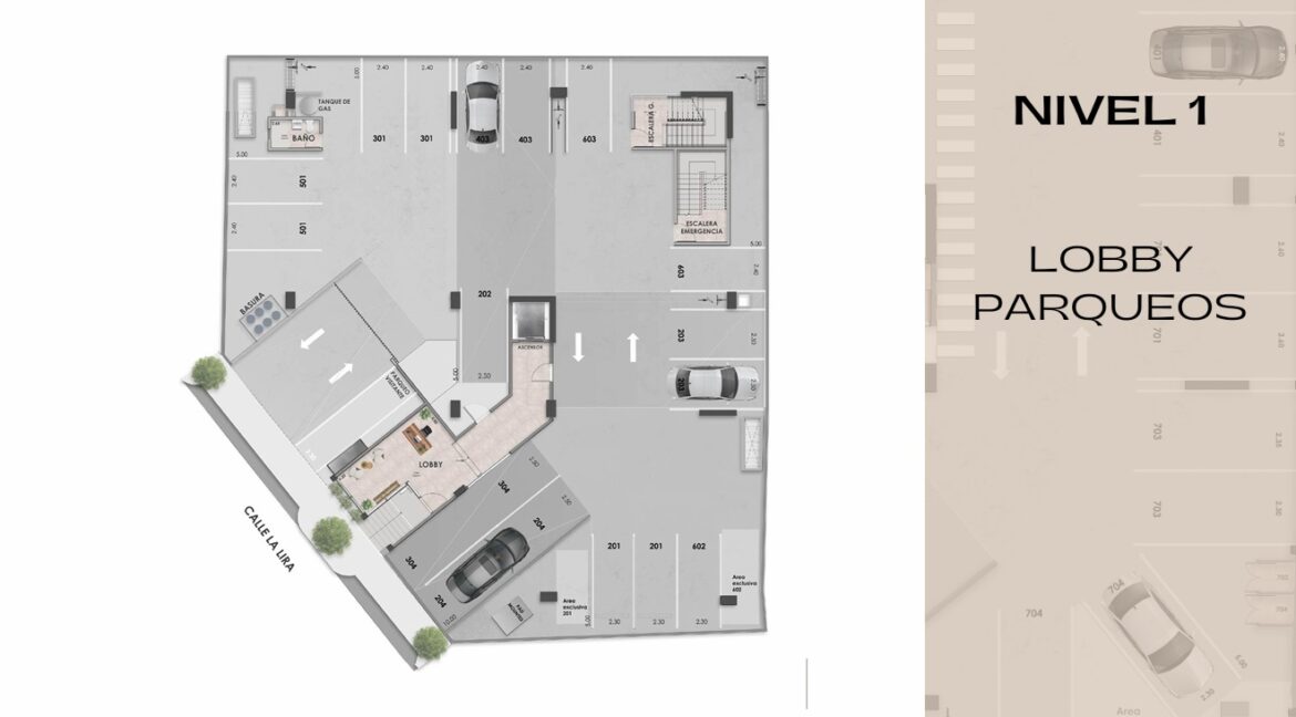3. nivel 1 - looby, parqueos