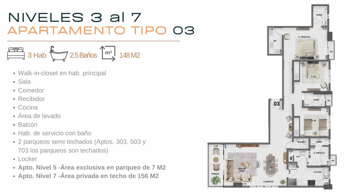 9. nivel 3 - 7 - apartamentos tipo 03. disp